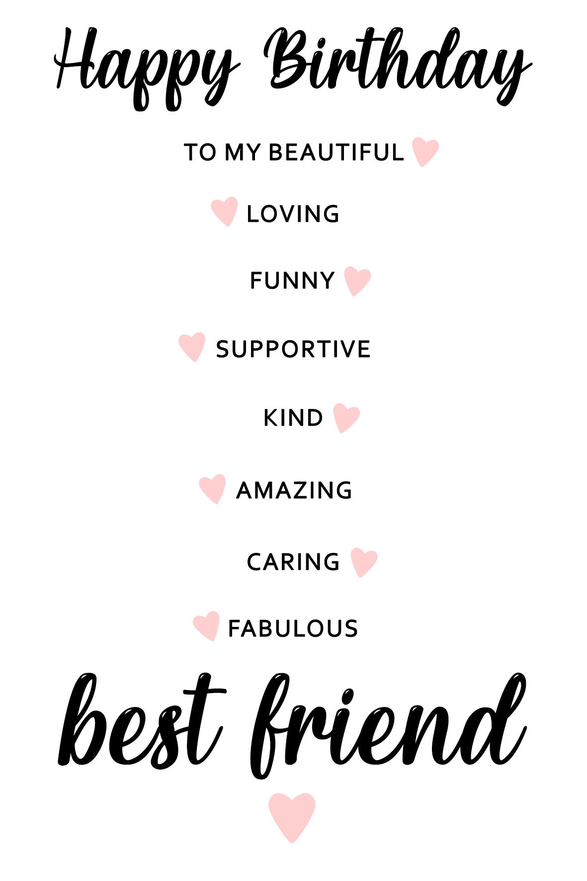 Happy Birthday Kind Words For Best Friend Birthday Card