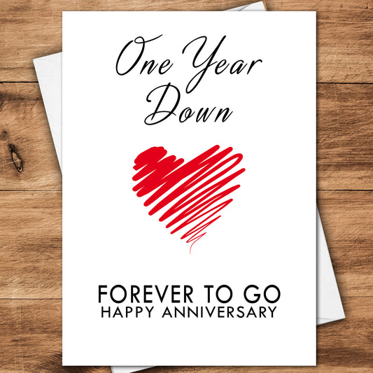 One Year Down Anniversary Card