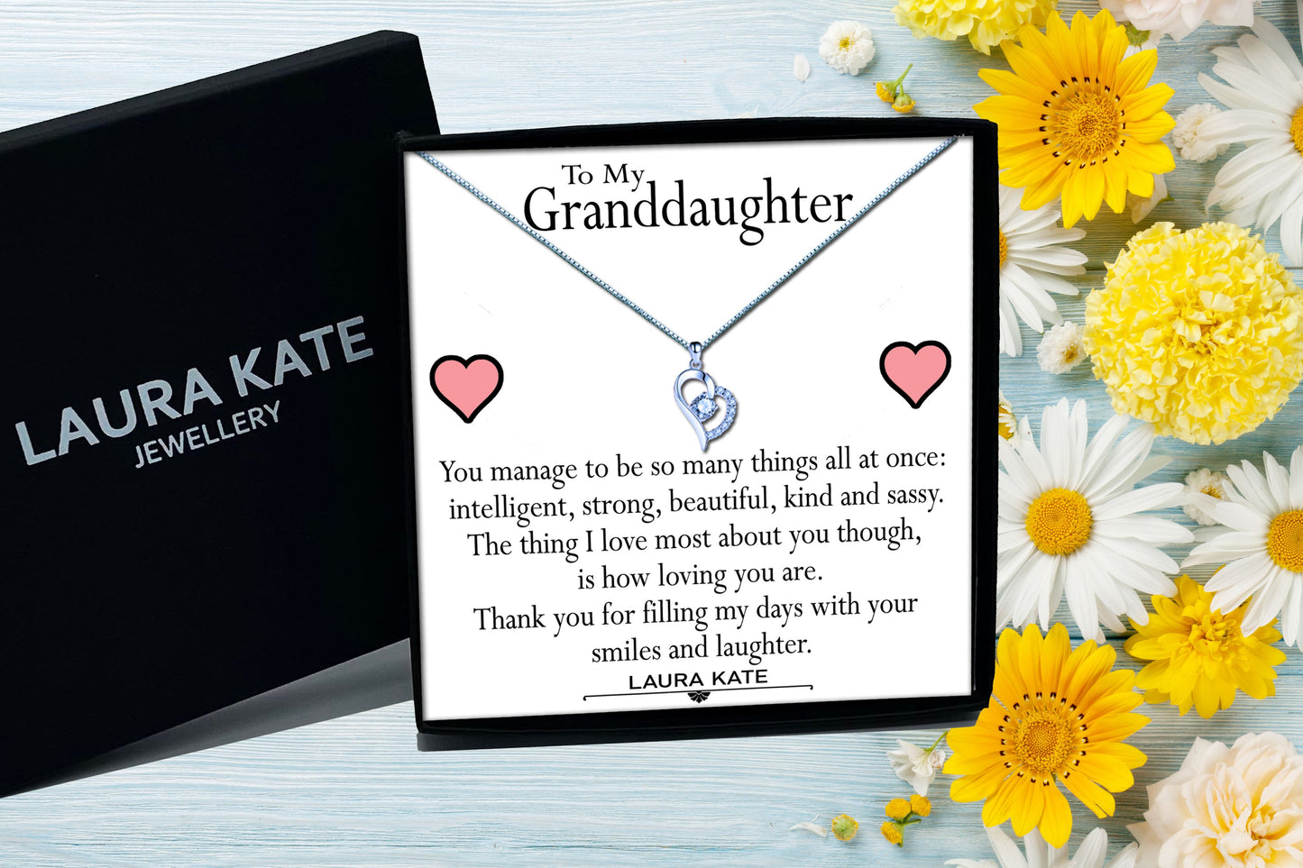 Granddaughter Heart Necklaces With Gift Box