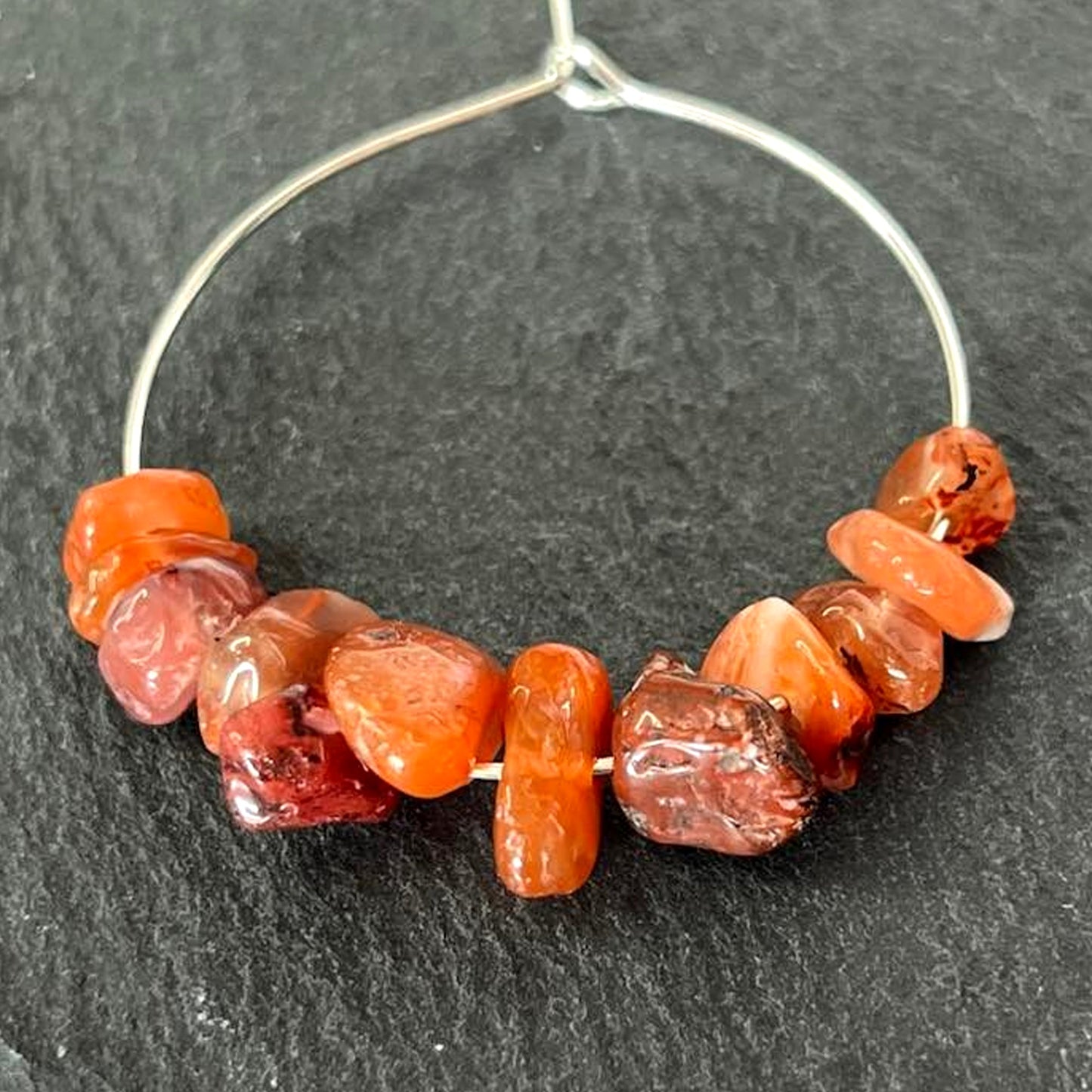 Fire Agate Stone Hoop Earrings