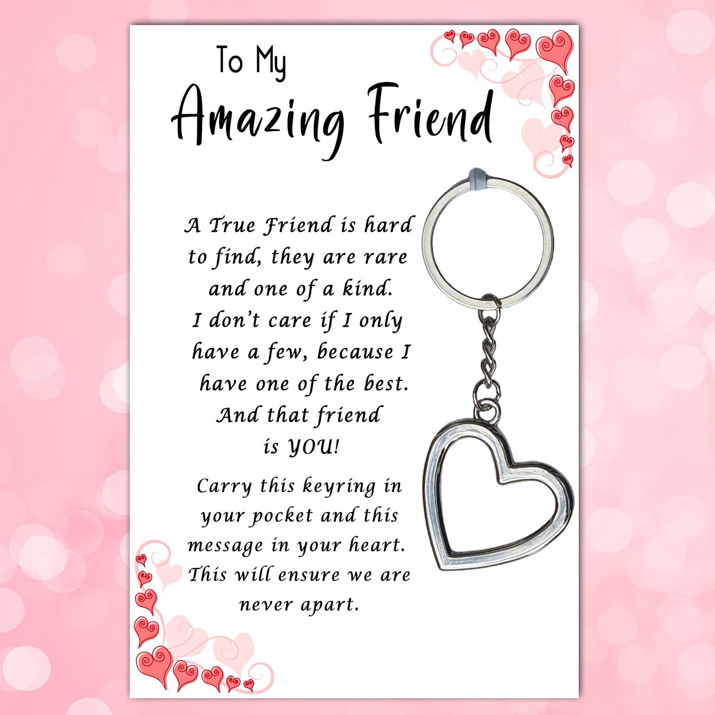 Amazing Friend Heart Keyrings & Message Card