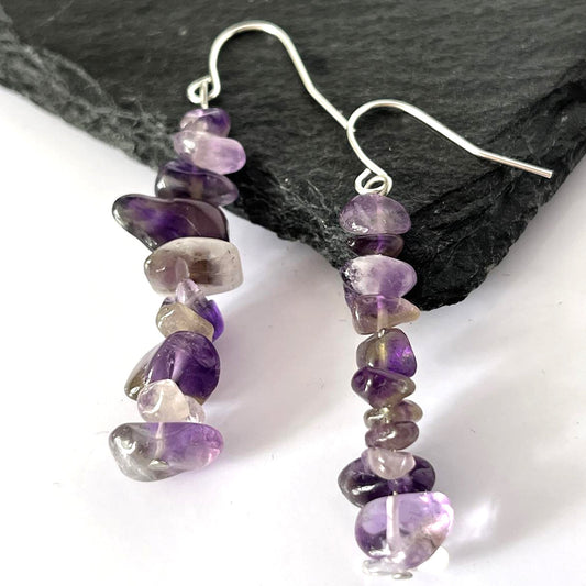 Amethyst Stone Hook Earrings