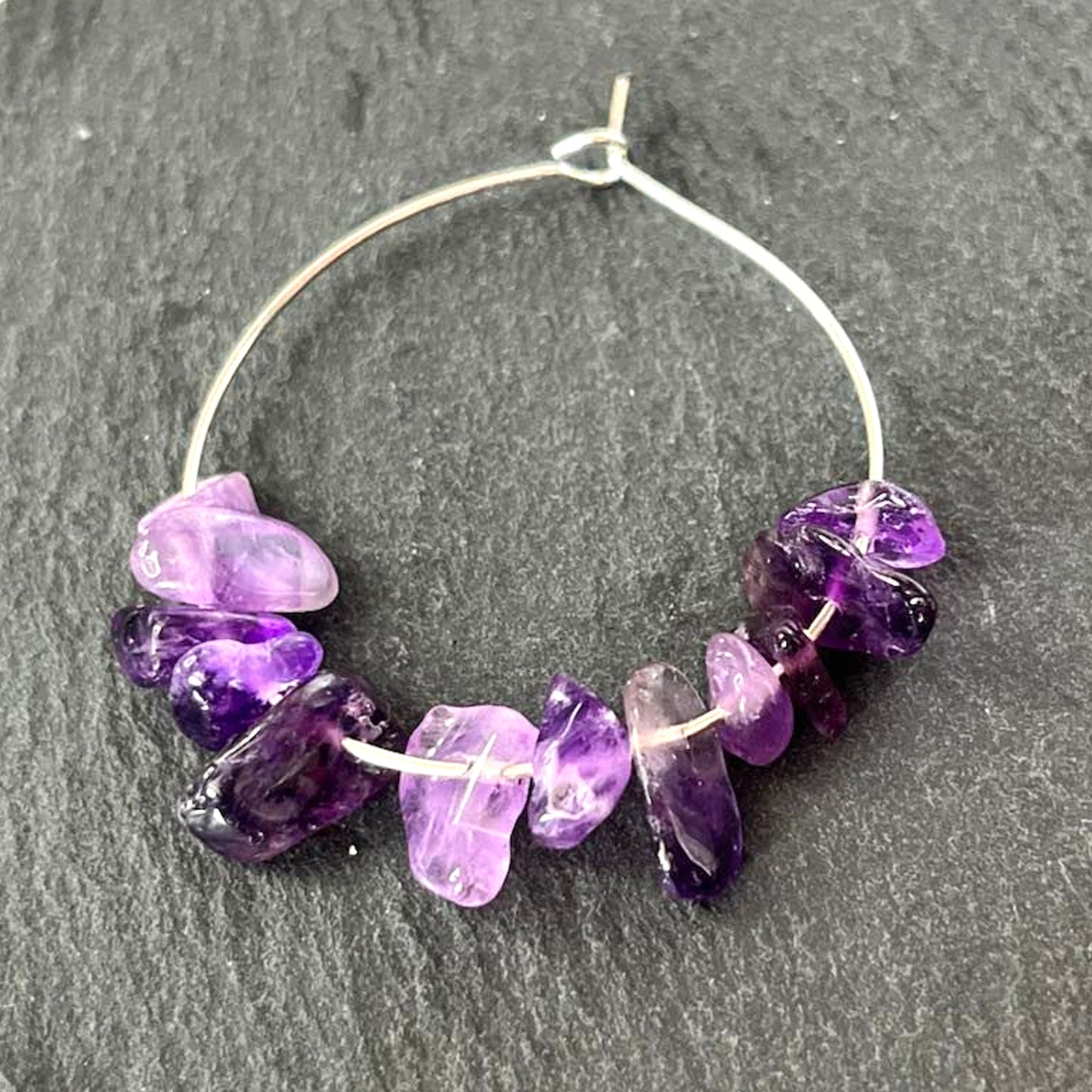 Amethyst Stone Hoop Earrings