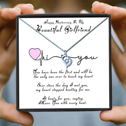 I Love You Heart Pulse Message Necklaces - Girlfriend