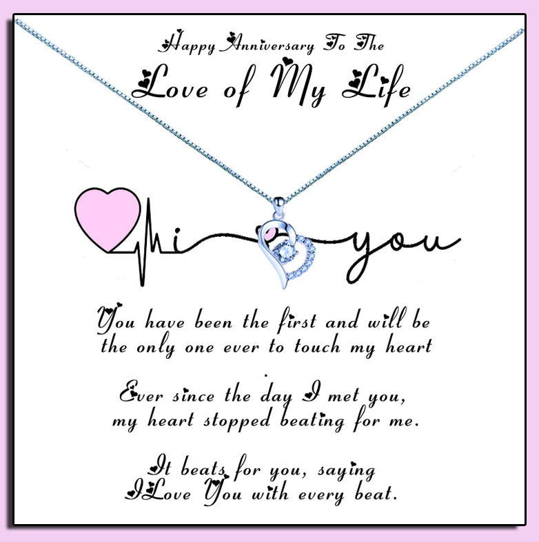 I Love You Heart Pulse Message Necklaces - Love of My Life