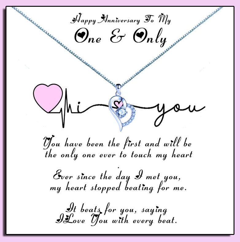 I Love You Heart Pulse Message Necklaces - One & Only