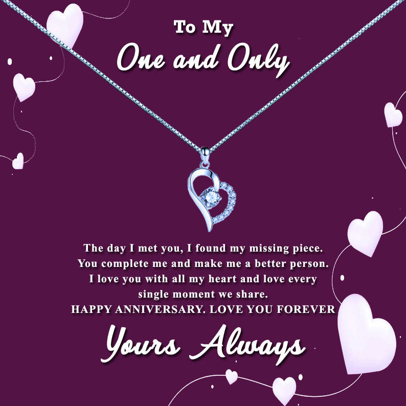 To My One & Only Purple Heart Message Necklaces