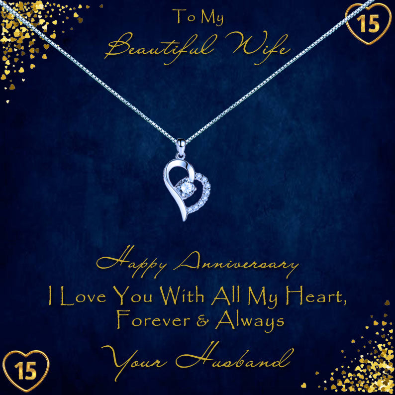 To My Beautiful Wife Anniversary Year Message Necklaces