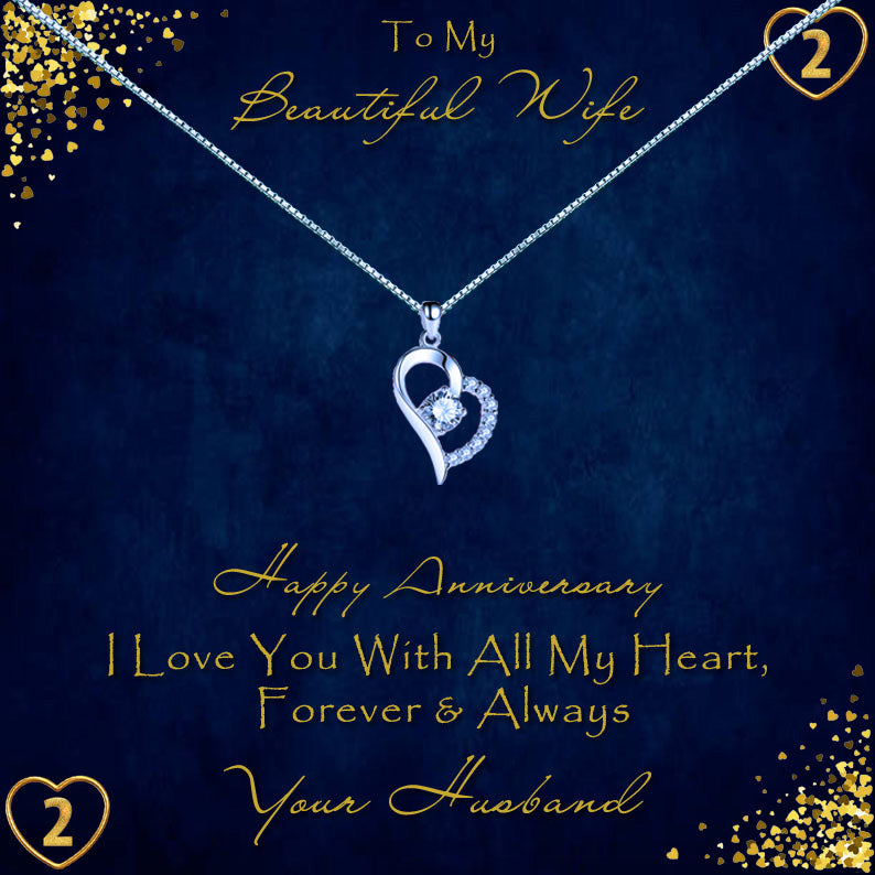 To My Beautiful Wife Anniversary Year Message Necklaces