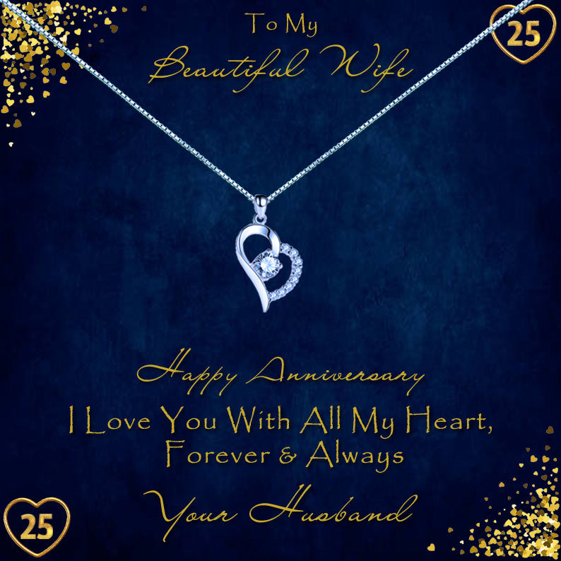 To My Beautiful Wife Anniversary Year Message Necklaces