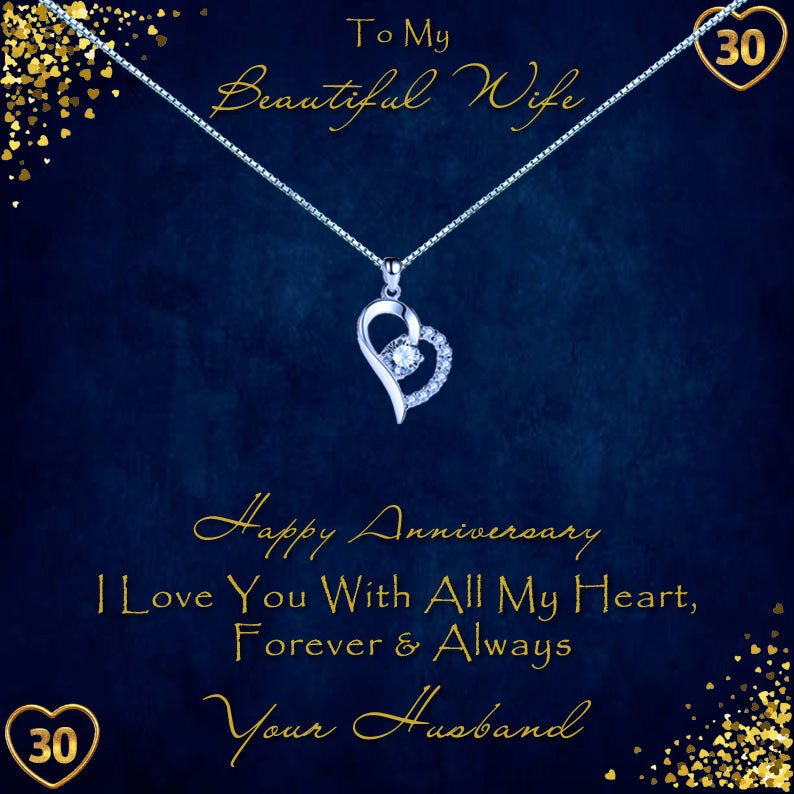 To My Beautiful Wife Anniversary Year Message Necklaces