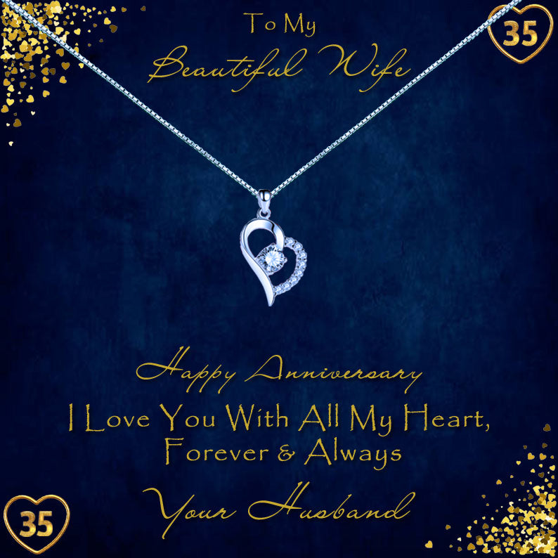 To My Beautiful Wife Anniversary Year Message Necklaces