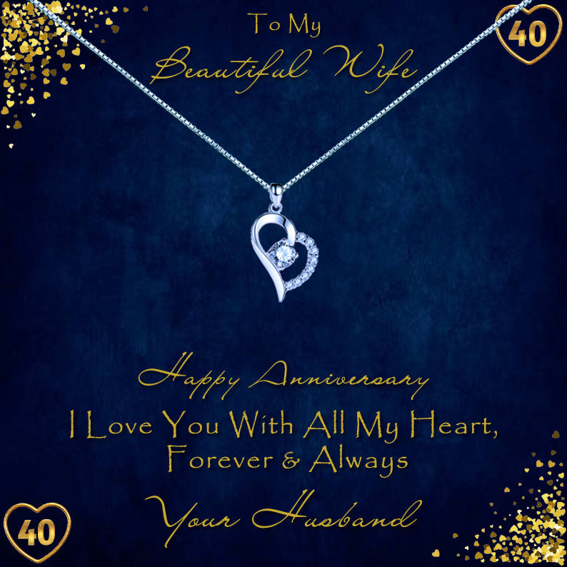 To My Beautiful Wife Anniversary Year Message Necklaces