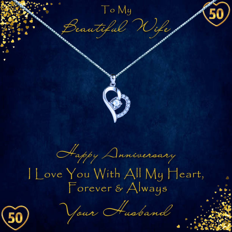 To My Beautiful Wife Anniversary Year Message Necklaces