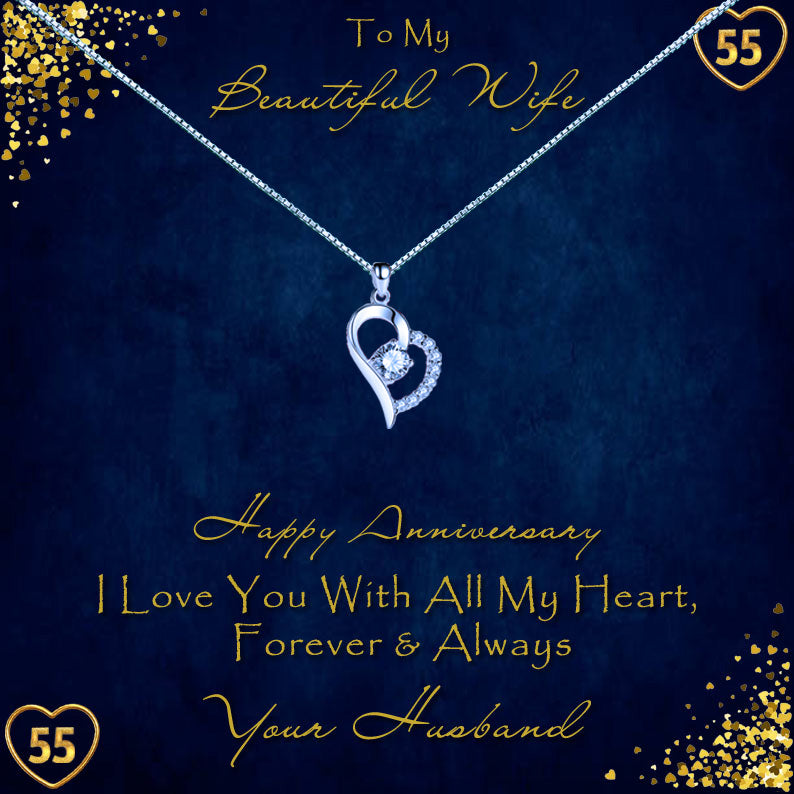 To My Beautiful Wife Anniversary Year Message Necklaces