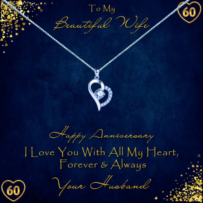 To My Beautiful Wife Anniversary Year Message Necklaces