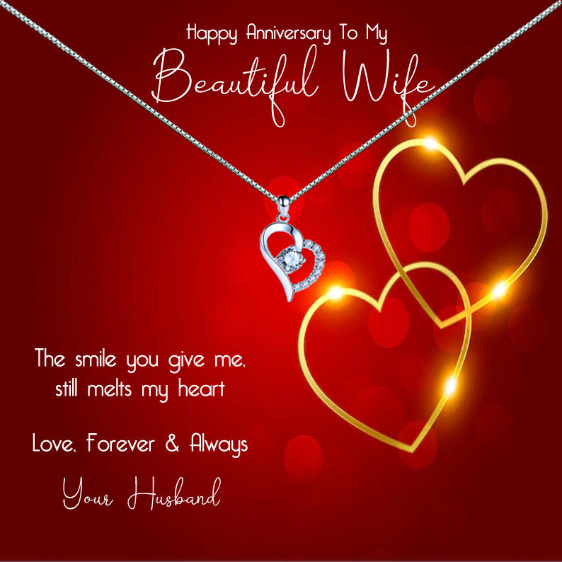 Beautiful Wife Red Gold Heart Message Necklaces