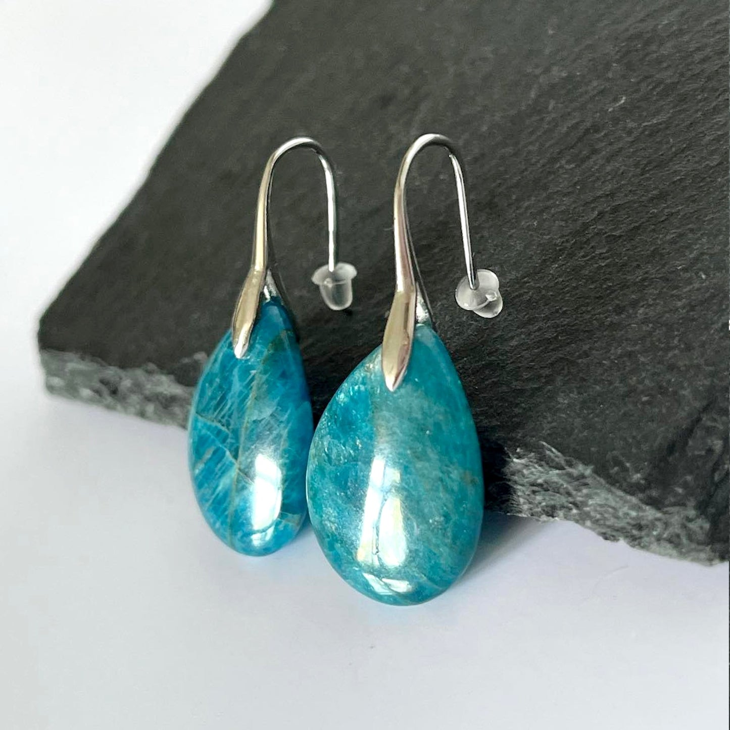 Apatite Stone Teardrop Hook Earrings