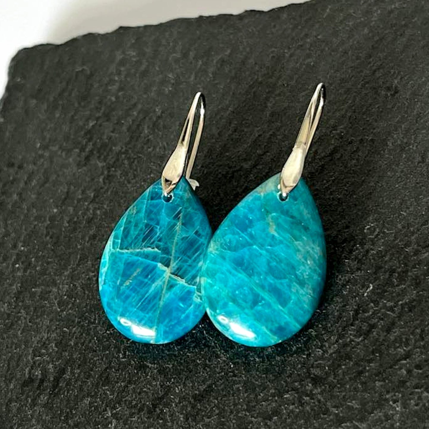 Apatite Stone Teardrop Hook Earrings