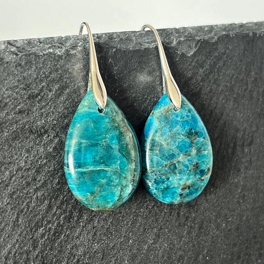 Apatite Stone Teardrop Hook Earrings