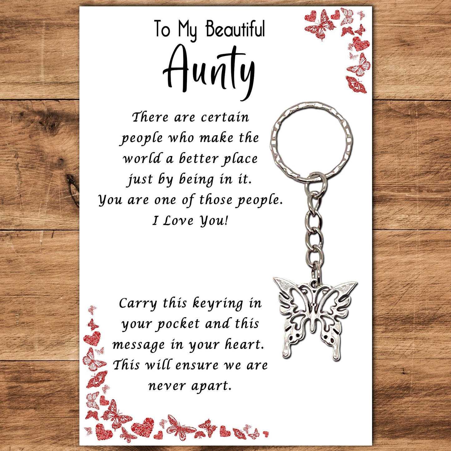 Aunty Butterfly Keyring & Message Card