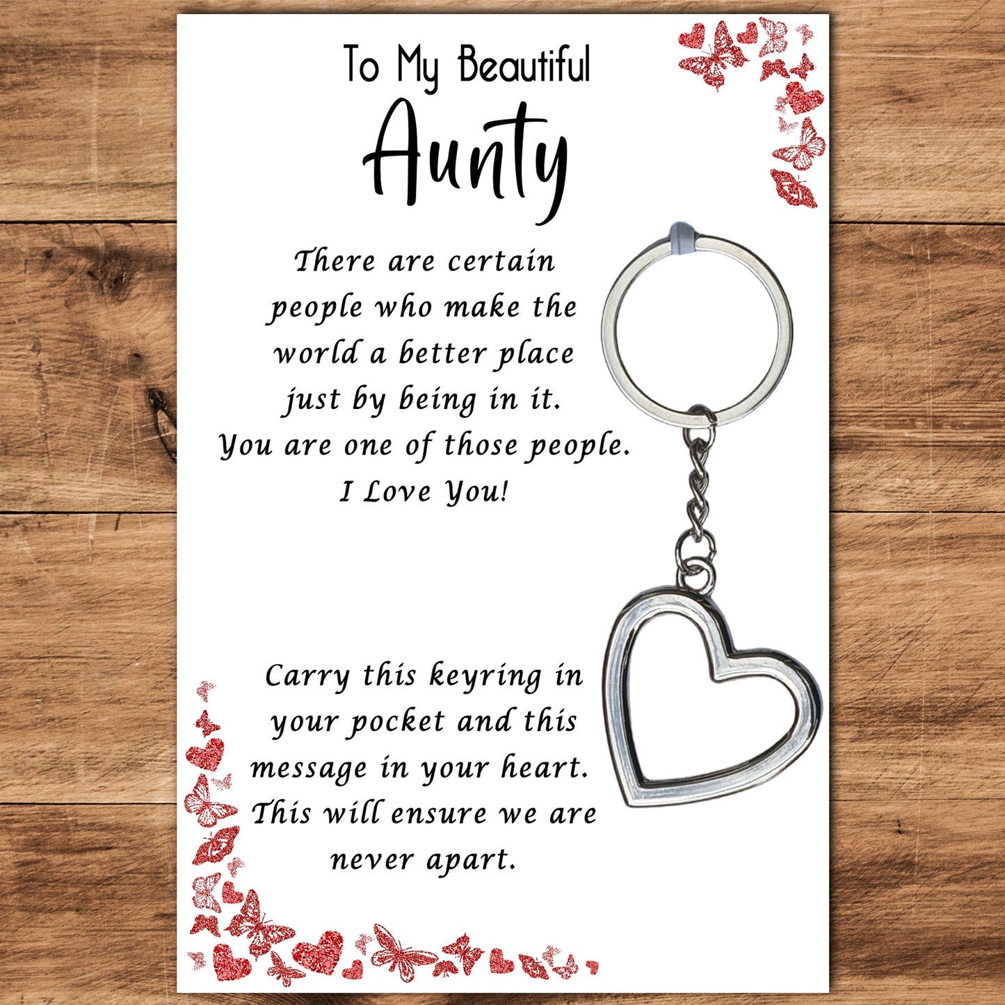 Aunty Heart Keyring & Message Card