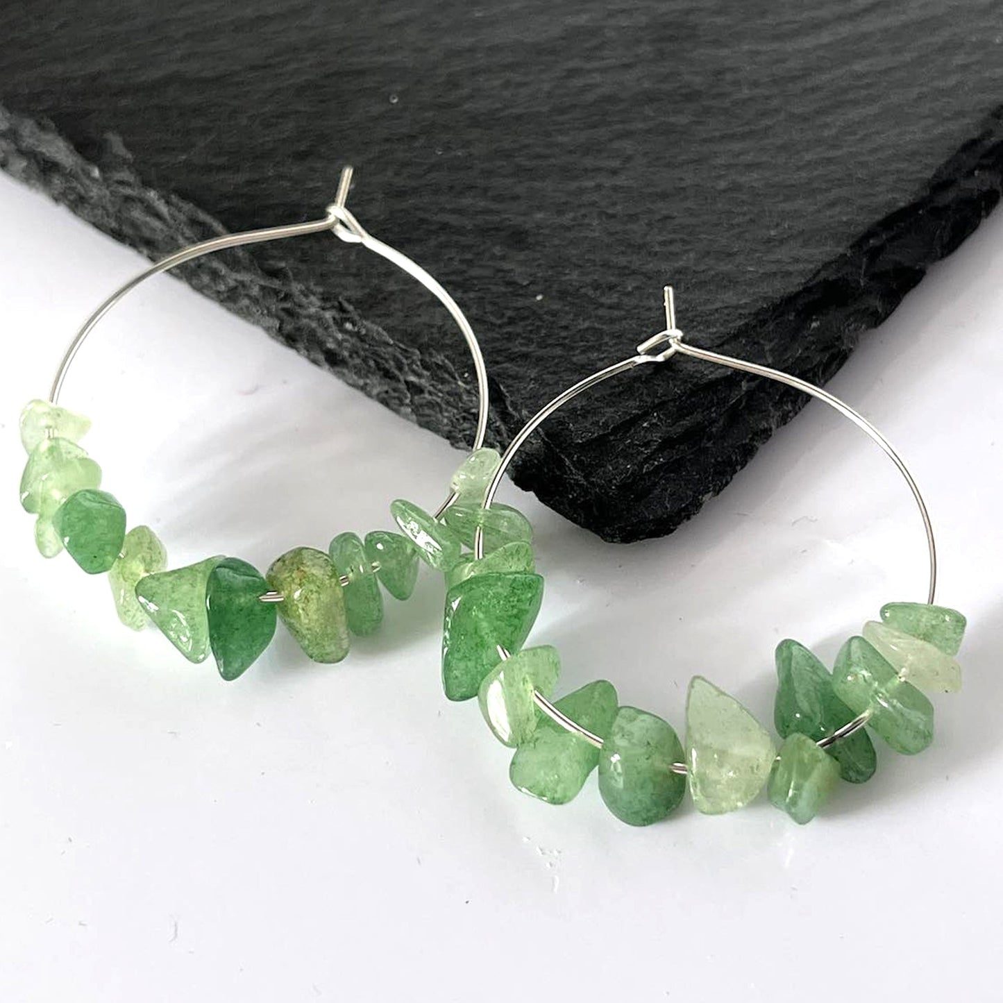 Aventurine Stone Hoop Earrings