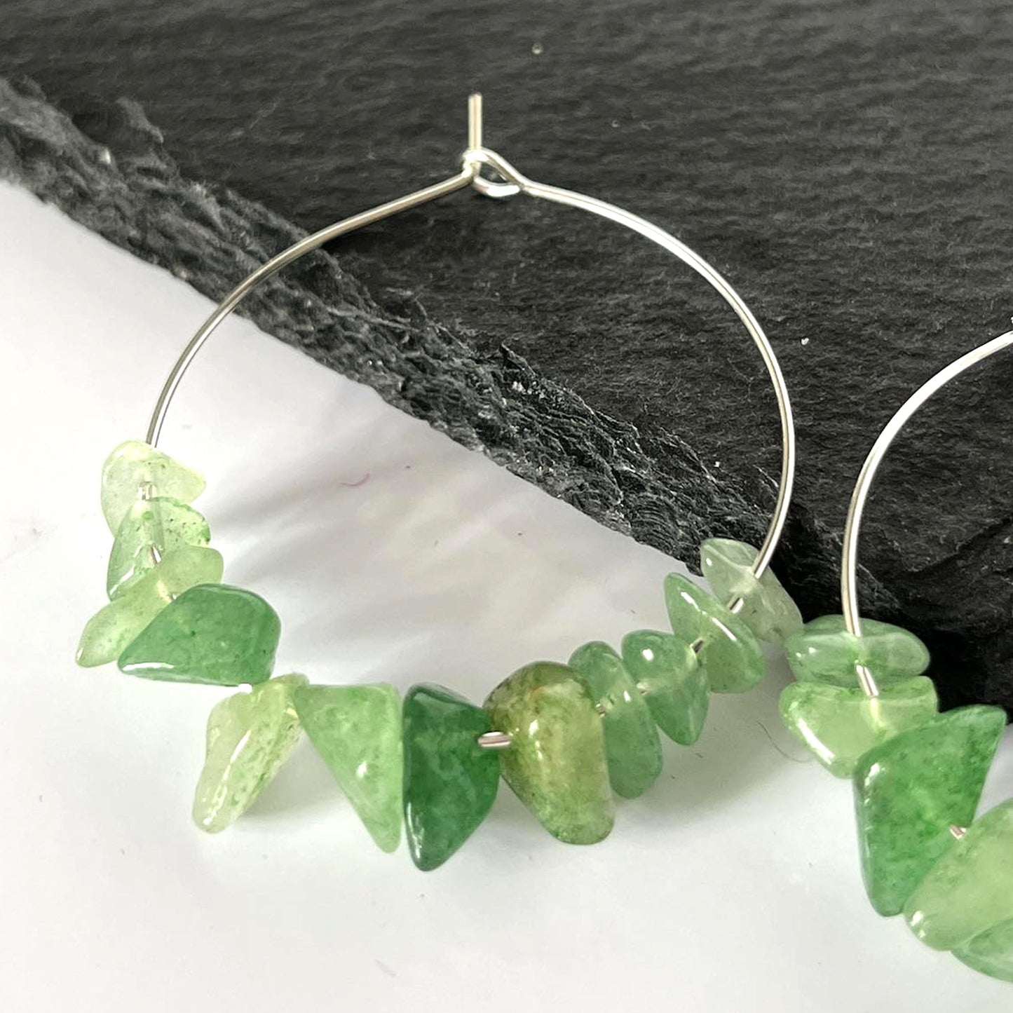 Aventurine Stone Hoop Earrings