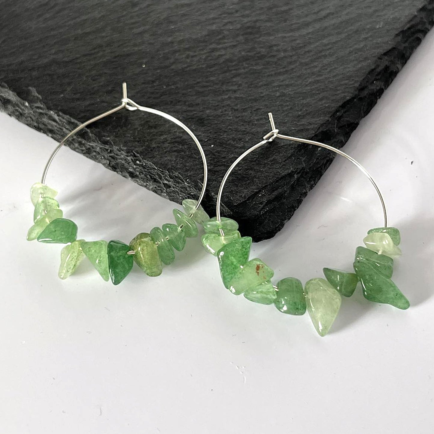 Aventurine Stone Hoop Earrings