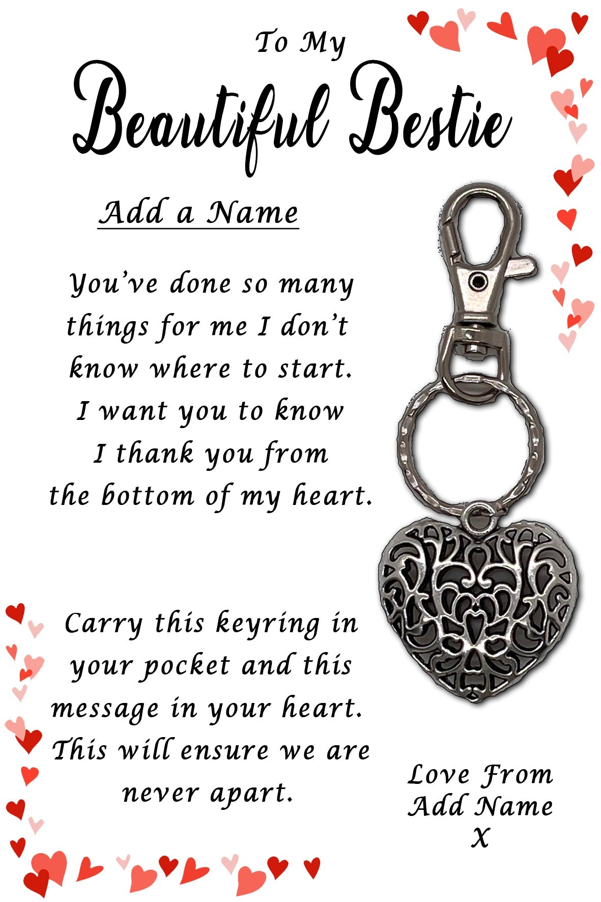 Best Friend Heart Keyrings