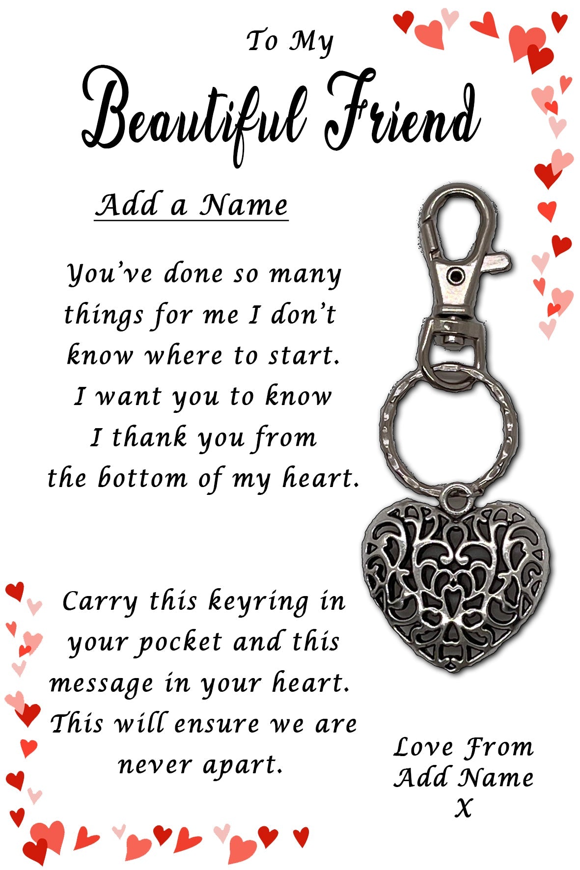 Best Friend Heart Keyrings