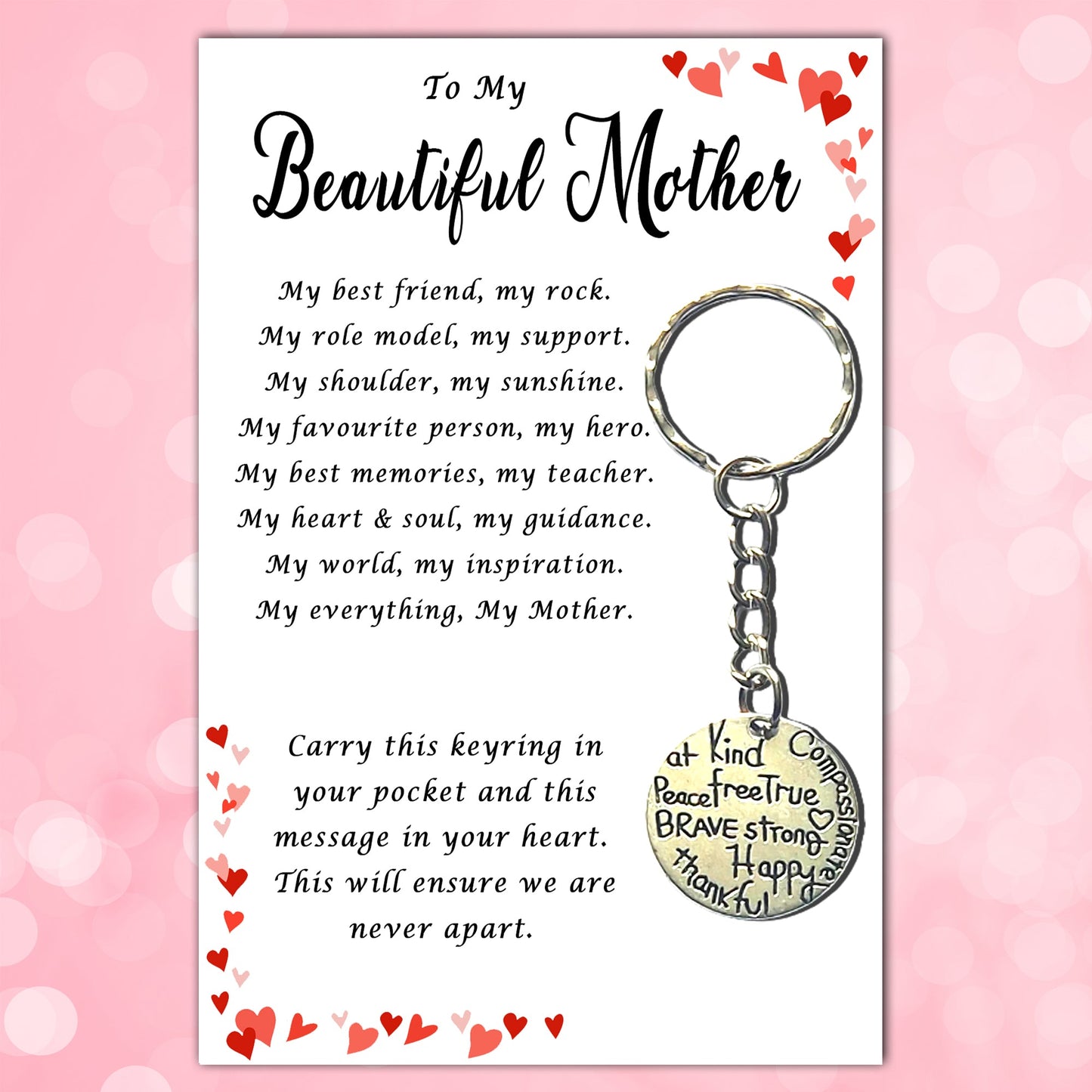 Beautiful My Mother Keyrings & Personalised Cards