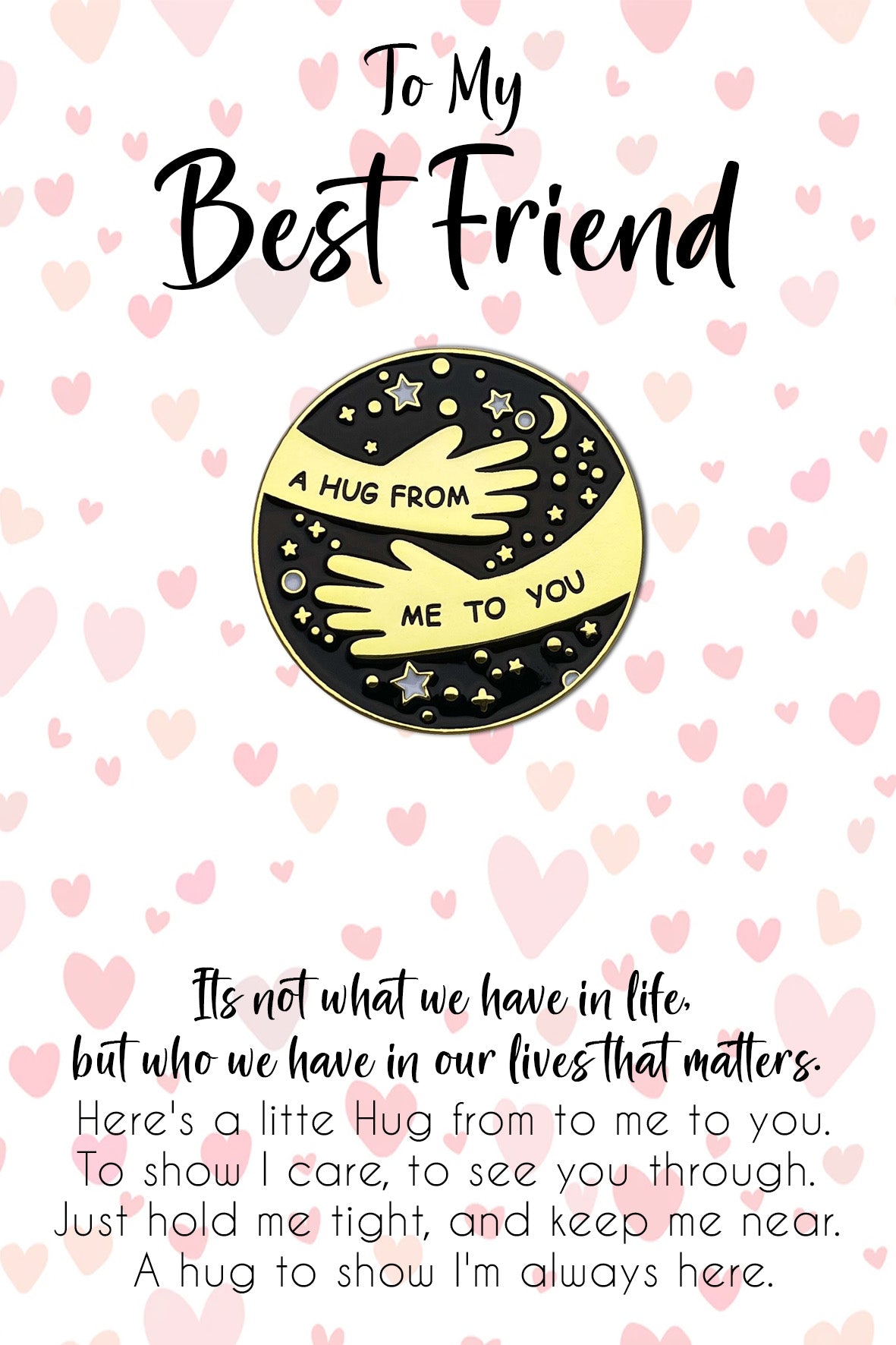 Best Friend Pocket Hug Pin Badges & Personalised Message Cards