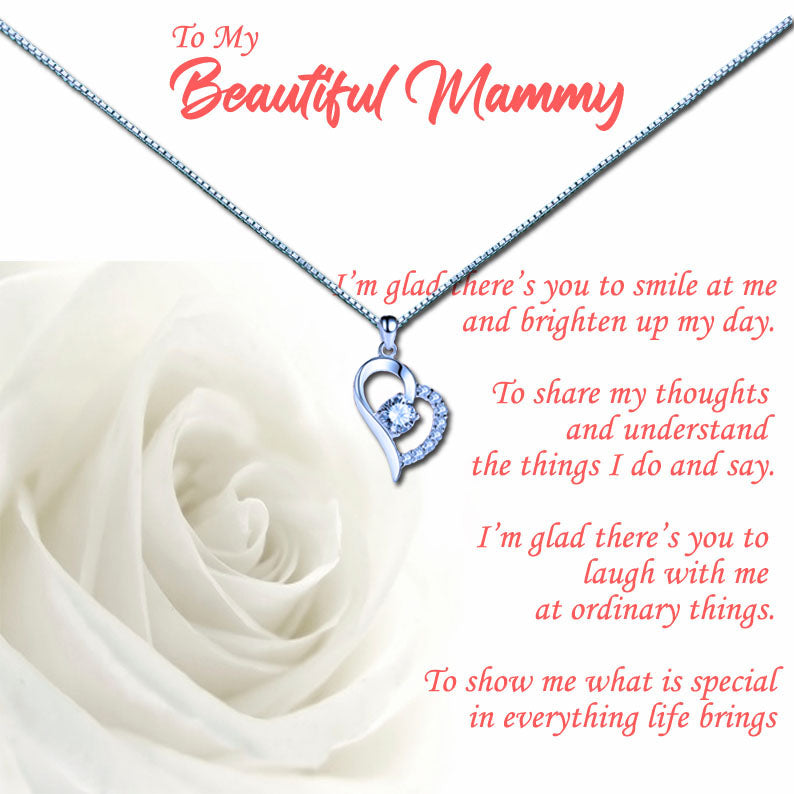 Beautiful Mother - White Rose Message Necklace