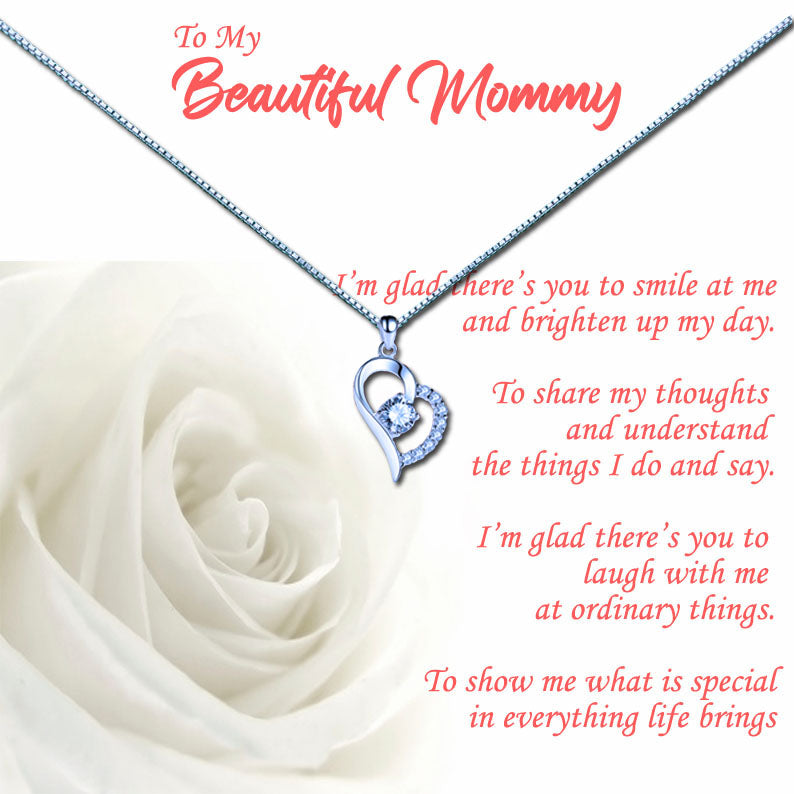 Beautiful Mother - White Rose Message Necklace