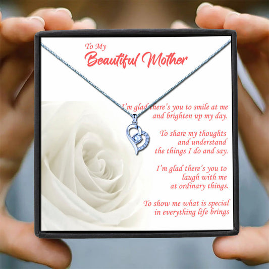 Beautiful Mother - White Rose Message Necklace