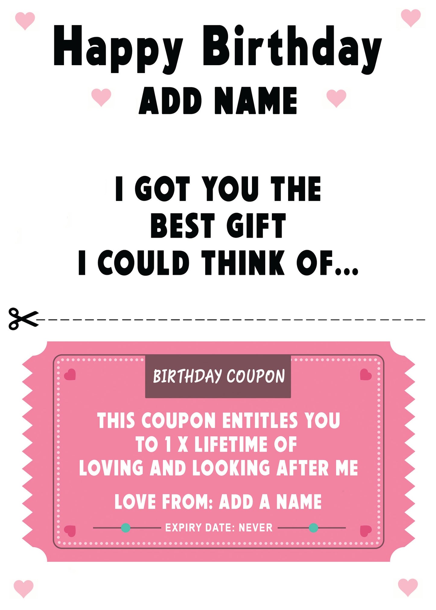 Personalised Funny Coupon Birthday Card