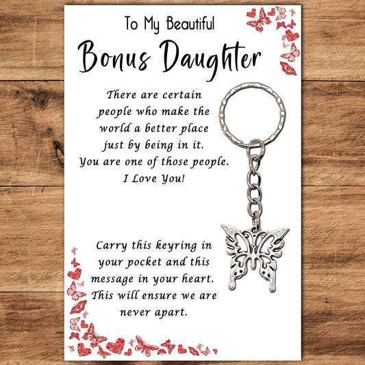 Bonus Daughter Butterfly Keyring & Message Card