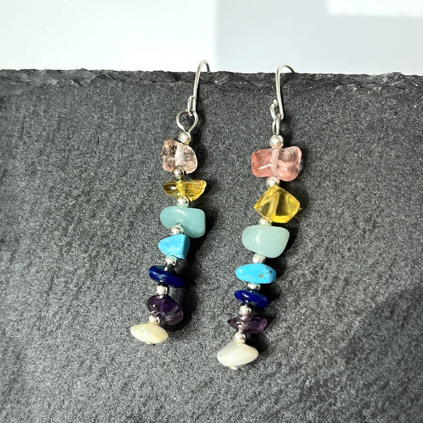 Chakra Stone Chip Hook Earrings