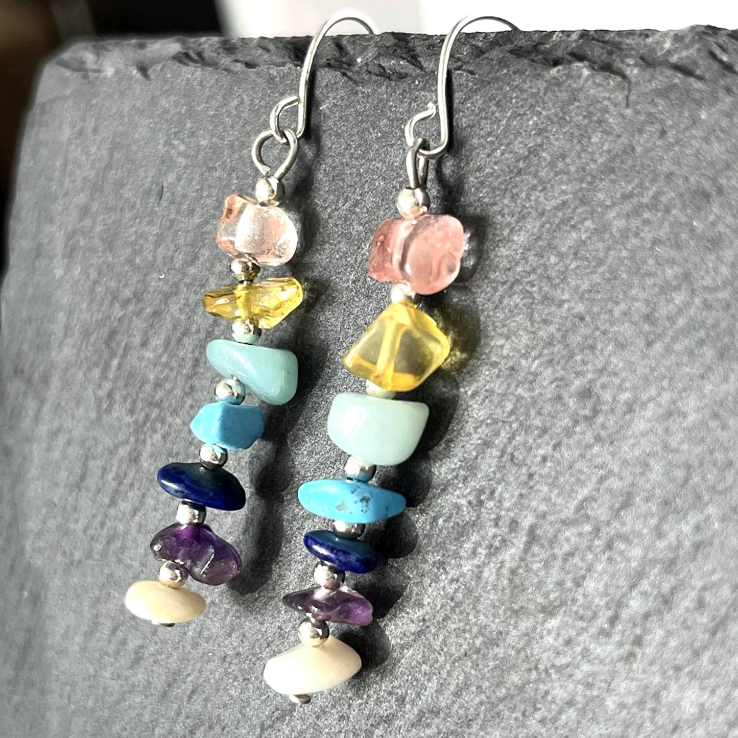 Chakra Stone Chip Hook Earrings