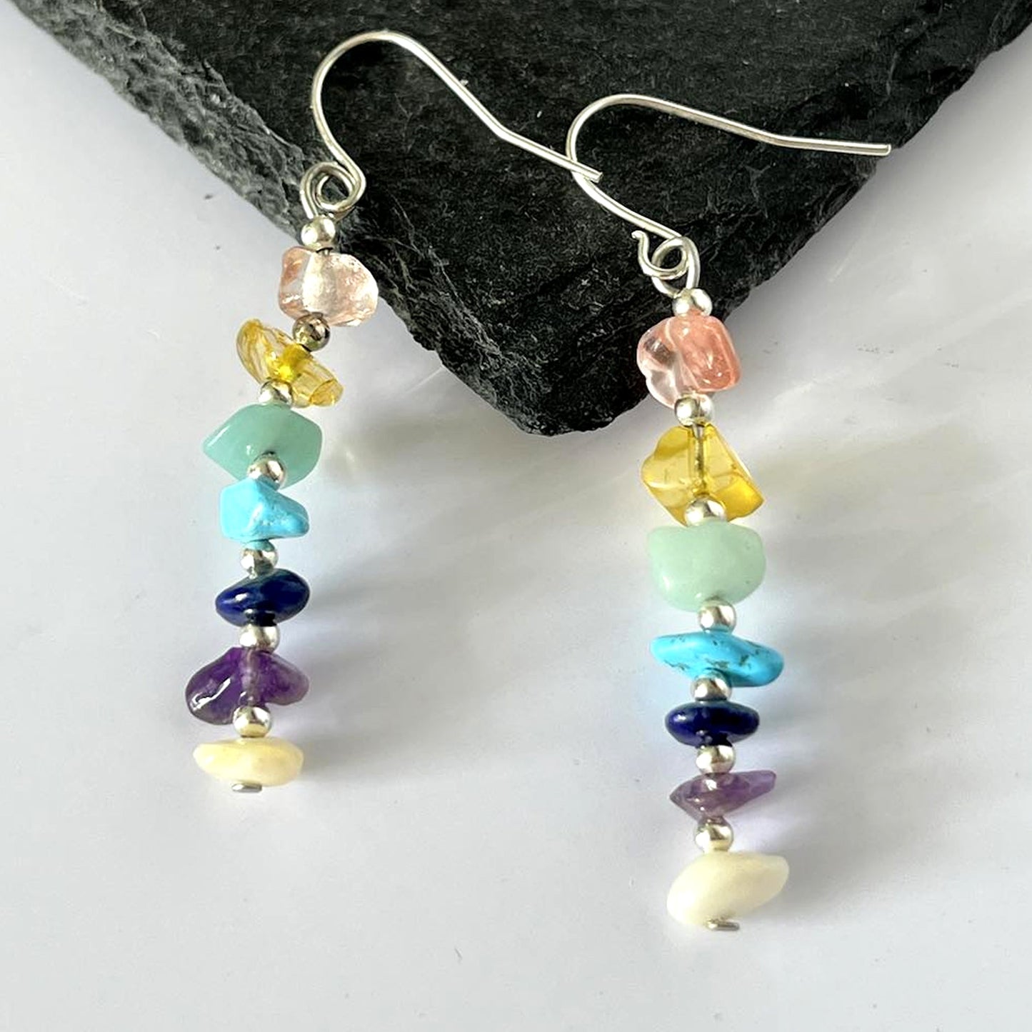 Chakra Stone Chip Hook Earrings