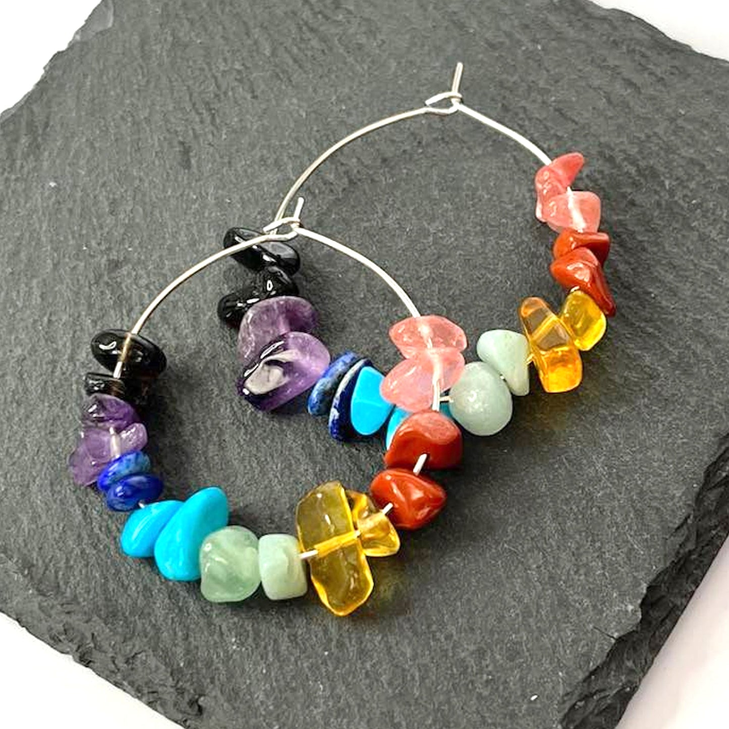 Chakra Stone Hoop Earrings