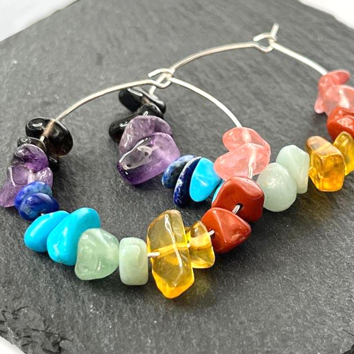 Chakra Stone Hoop Earrings