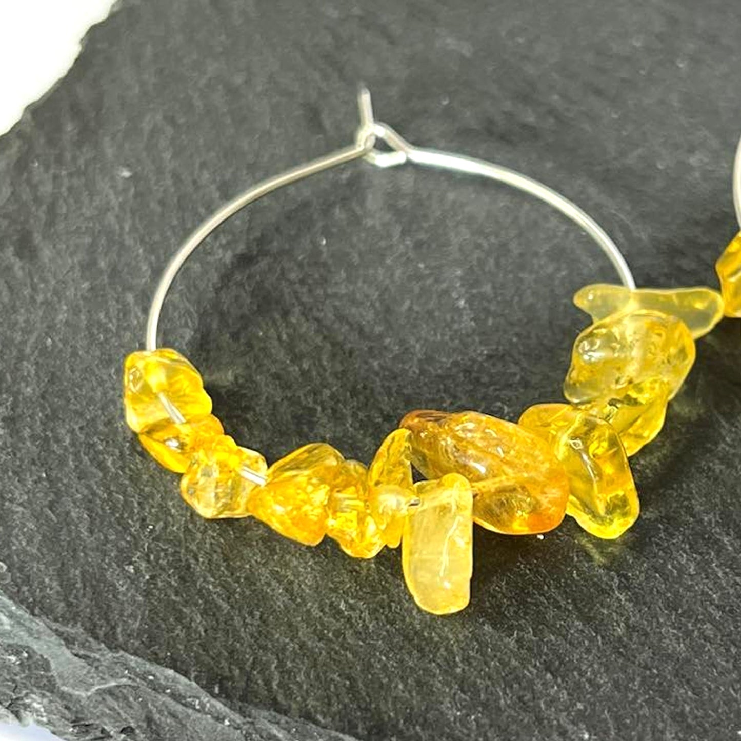 Citrine Stone Hoop Earrings