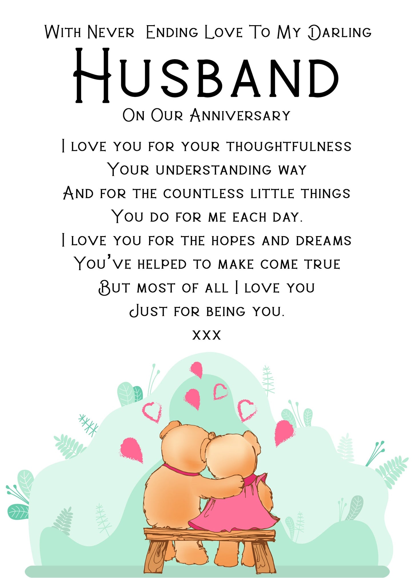 To My Darling Husband Wedding Anniversary Card