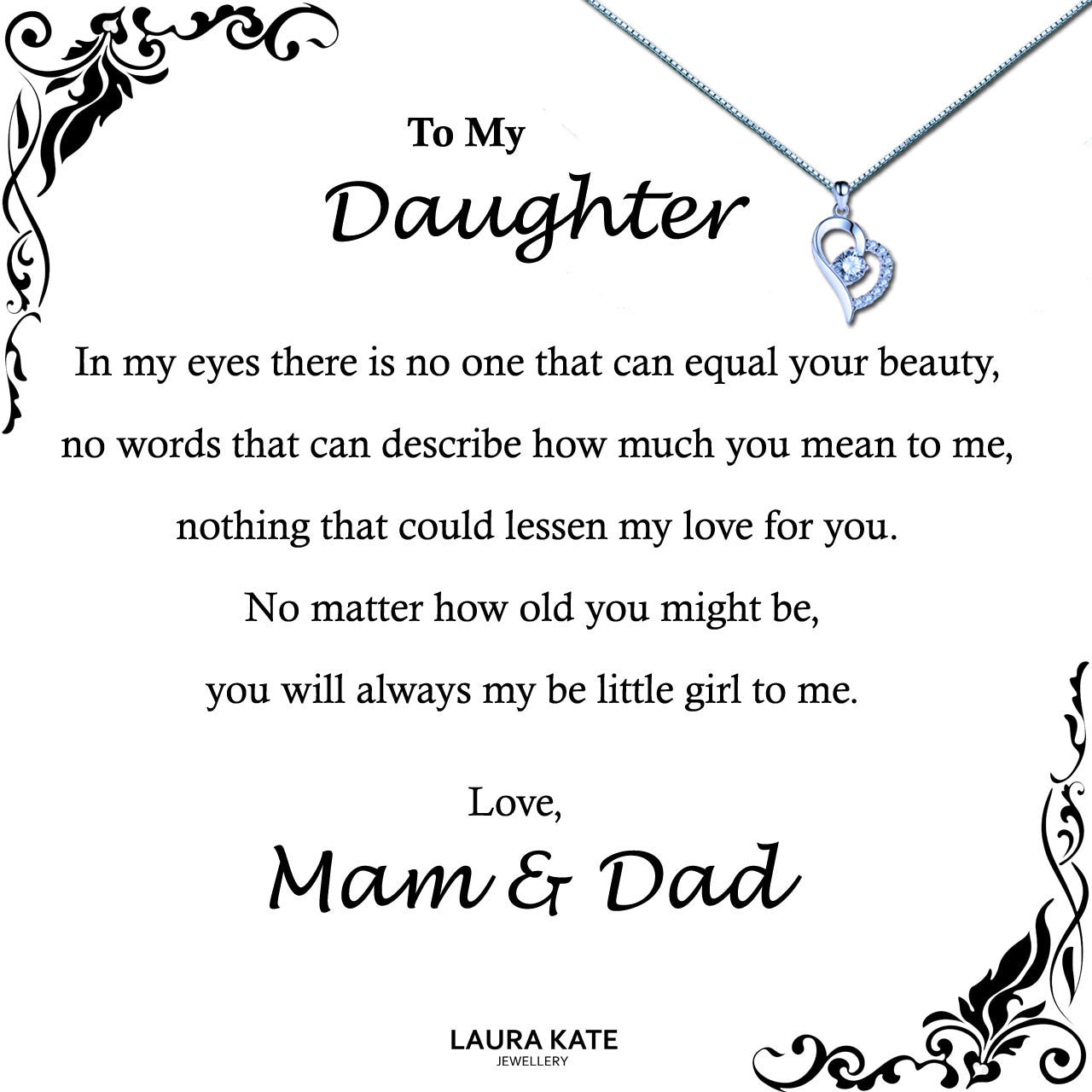 To My Beautiful Daughter Message Necklaces