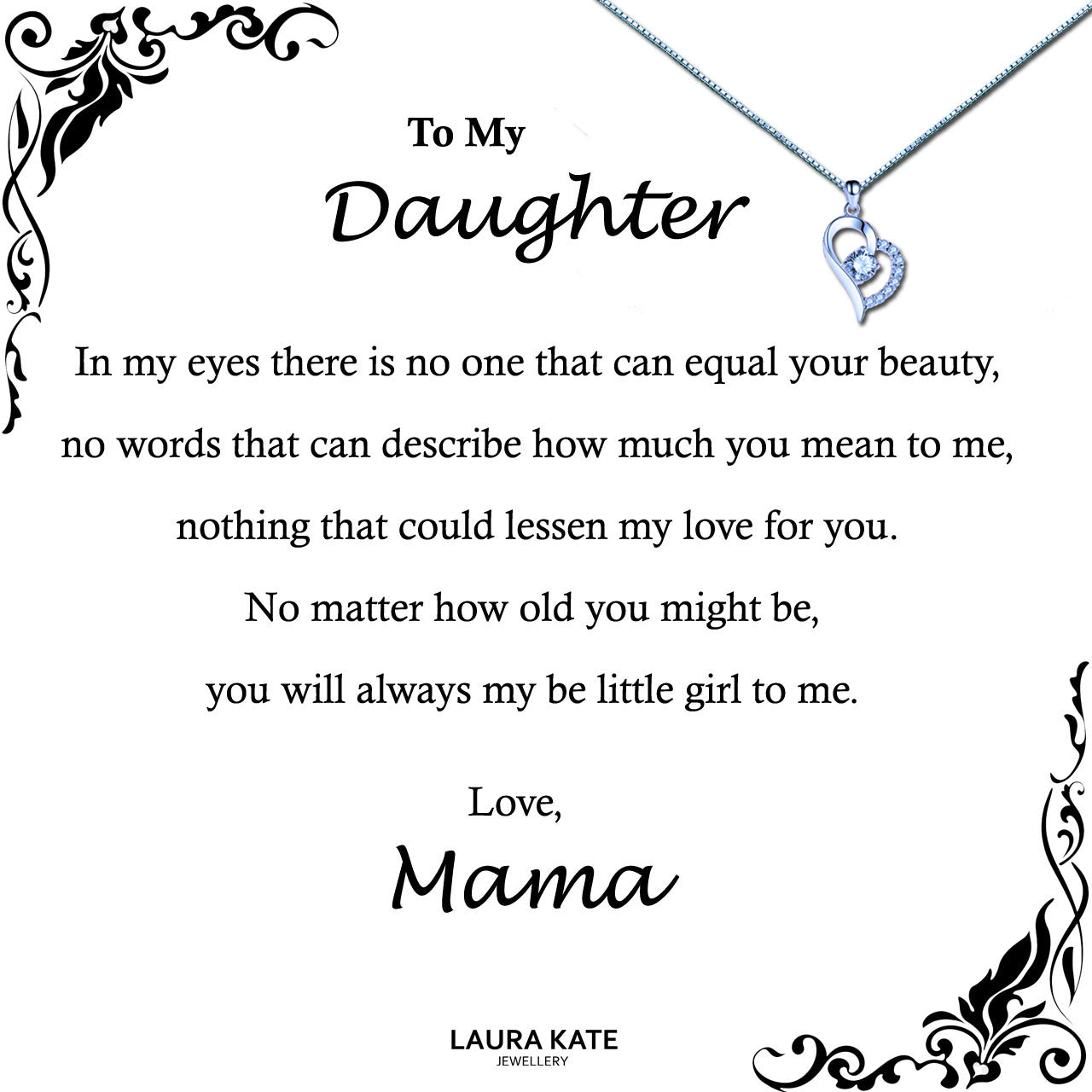 To My Beautiful Daughter Message Necklaces