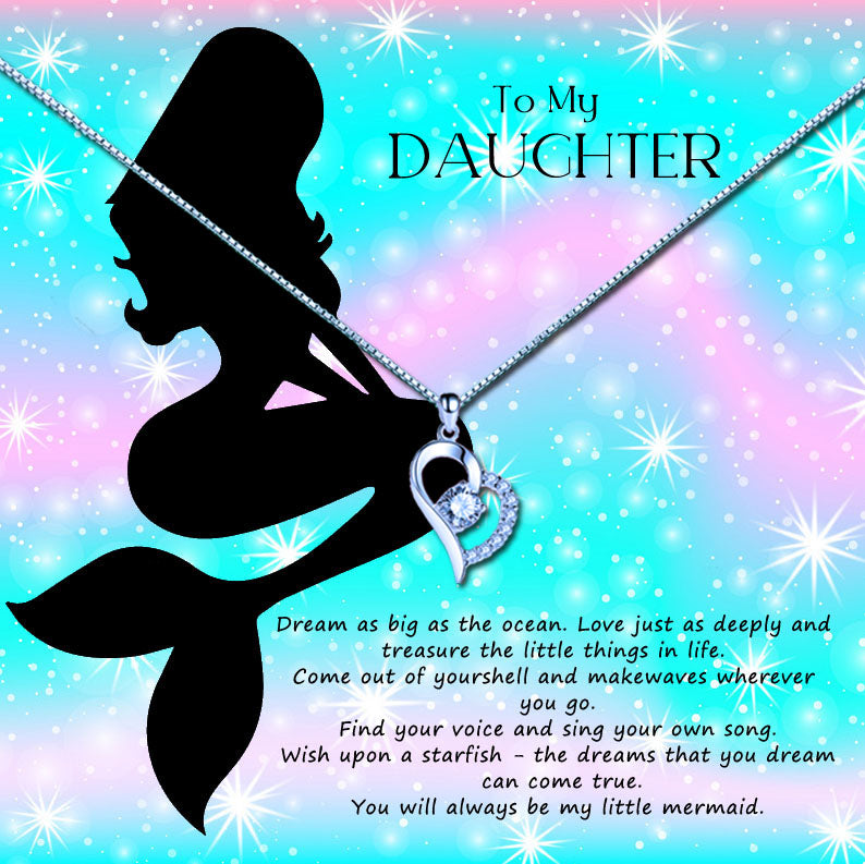 To My Beautiful Daughter Mermaid Message Necklaces