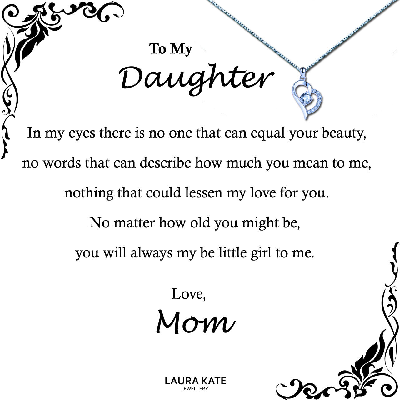 To My Beautiful Daughter Message Necklaces