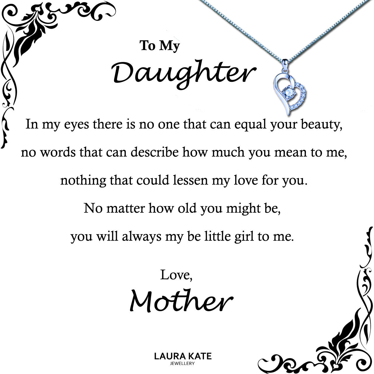 To My Beautiful Daughter Message Necklaces